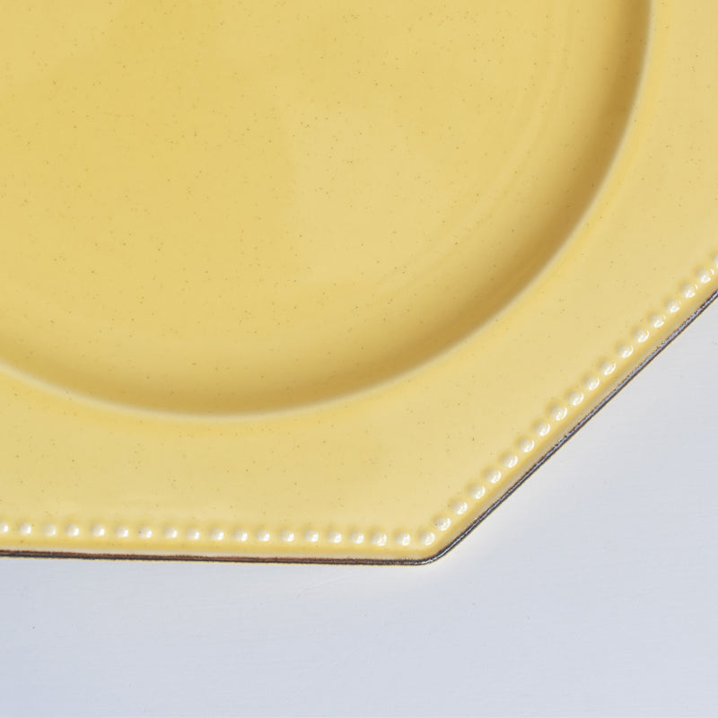 （予約済み）ヴィンテージ　オクトゴナルプレート　ポエ-ラヴァル　イェロー　4枚セット