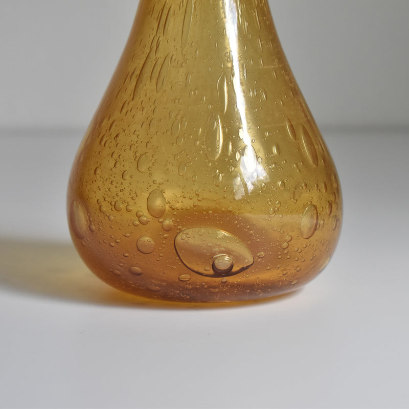 ヴィンテージガラス 花瓶　Biot アンバー