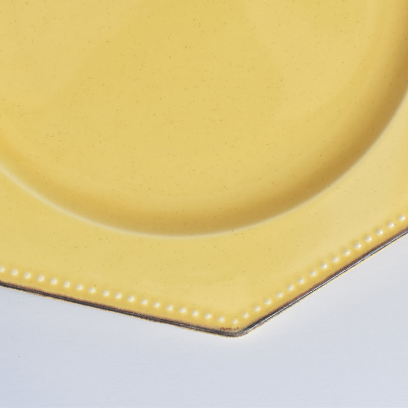 （予約済み）ヴィンテージ　オクトゴナルプレート　ポエ-ラヴァル　イェロー　4枚セット