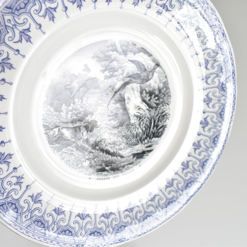 Antique Dessert Plate, Sarreguemines "La chasse N8"