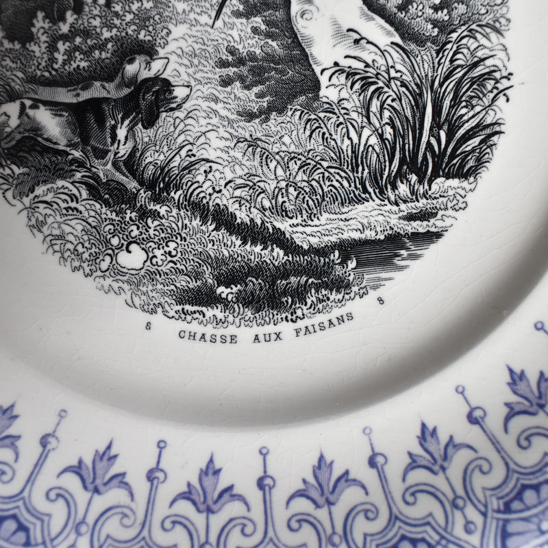 Antique Dessert Plate, Sarreguemines "La chasse N8"