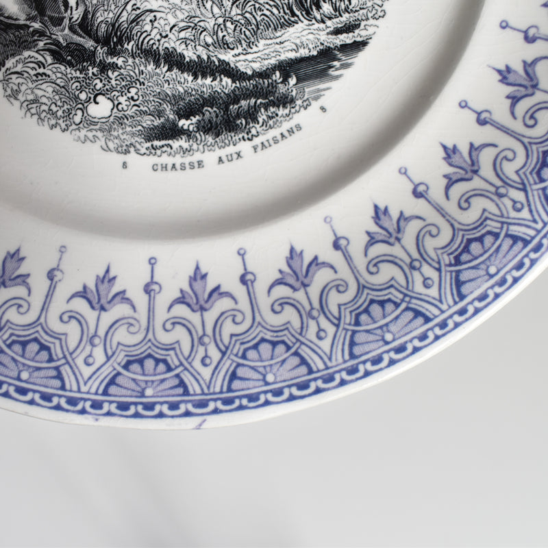 Antique Dessert Plate, Sarreguemines "La chasse N8"