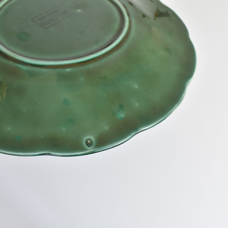 Vintage Dessert Plate Barbotine Gien Primefleur Green A