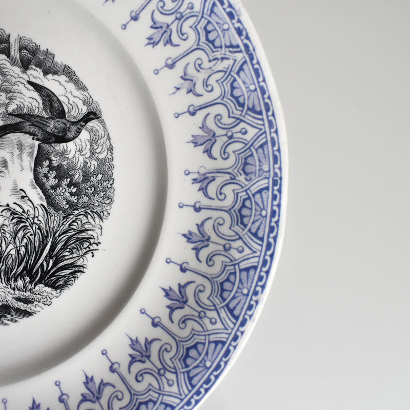 Antique Dessert Plate, Sarreguemines "La chasse N8"