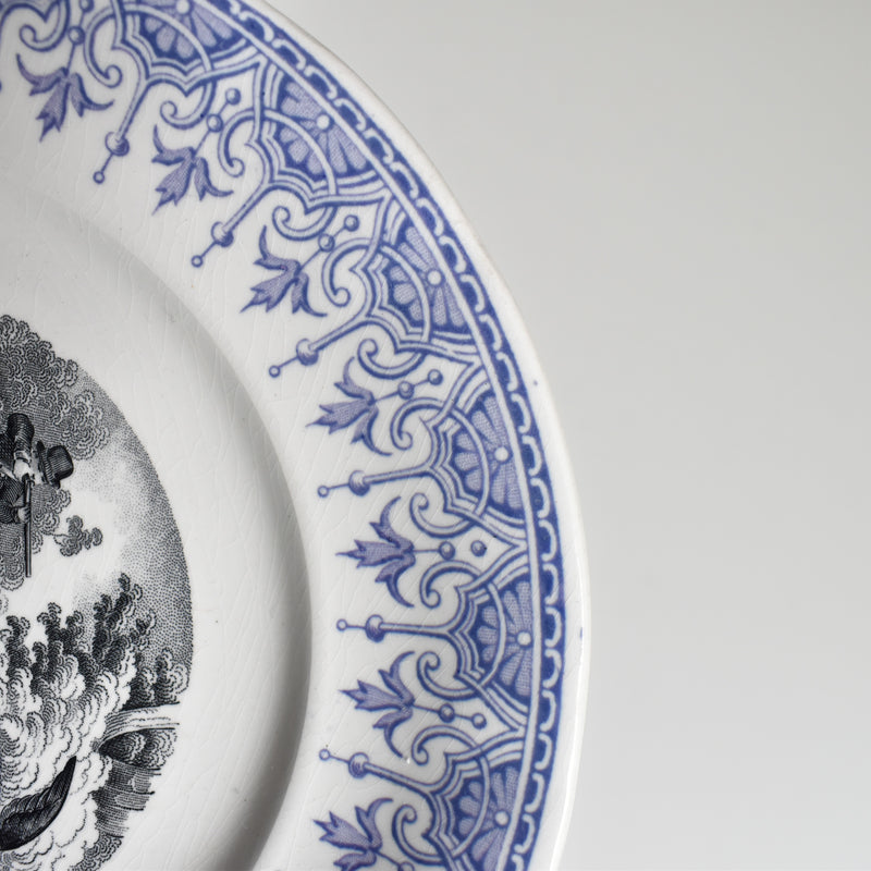 Antique Dessert Plate, Sarreguemines "La chasse N8"