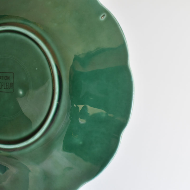 Vintage Dessert Plate Barbotine Gien Primefleur Green A