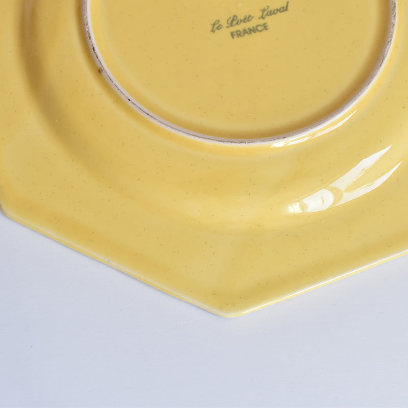 （予約済み）ヴィンテージ　オクトゴナルプレート　ポエ-ラヴァル　イェロー　4枚セット