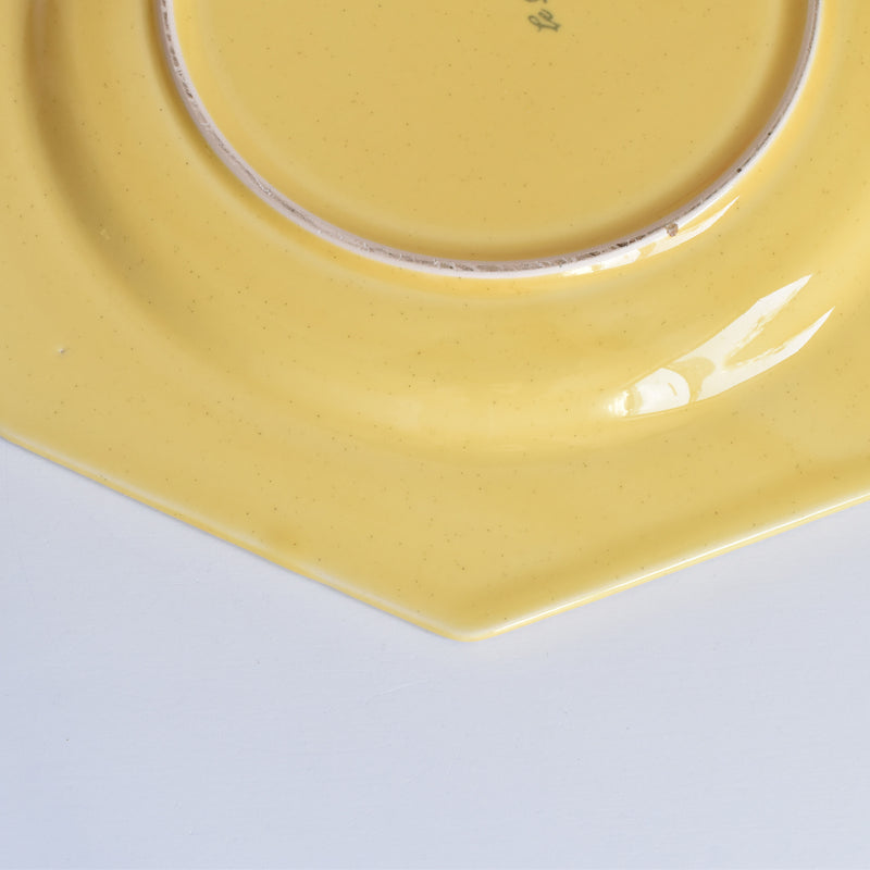 （予約済み）ヴィンテージ　オクトゴナルプレート　ポエ-ラヴァル　イェロー　4枚セット