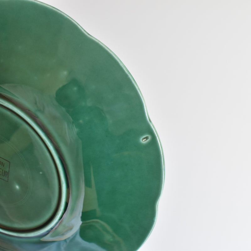Vintage Dessert Plate Barbotine Gien Primefleur Green A