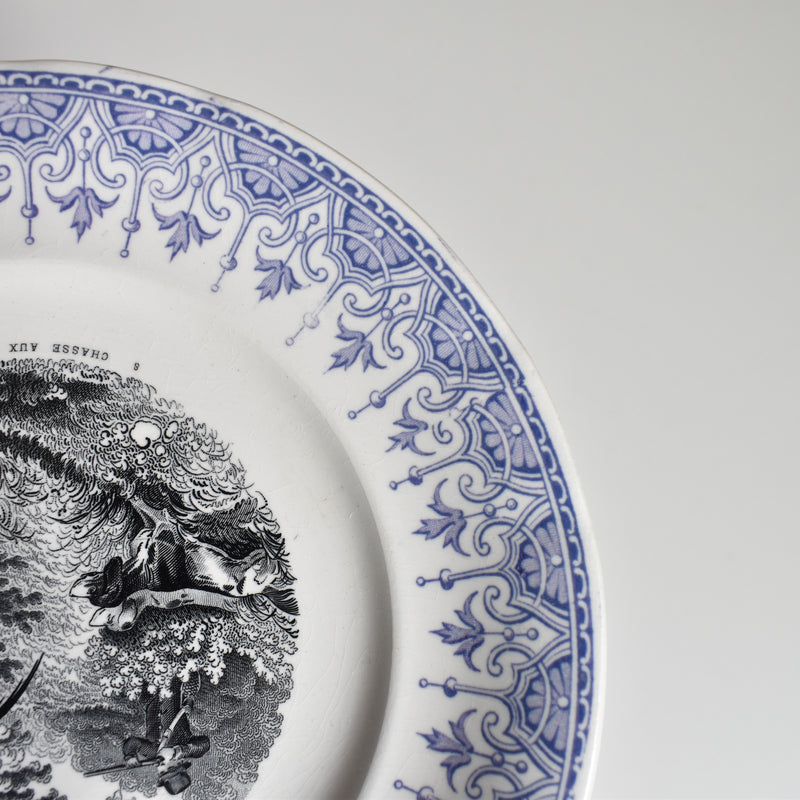 Antique Dessert Plate, Sarreguemines "La chasse N8"