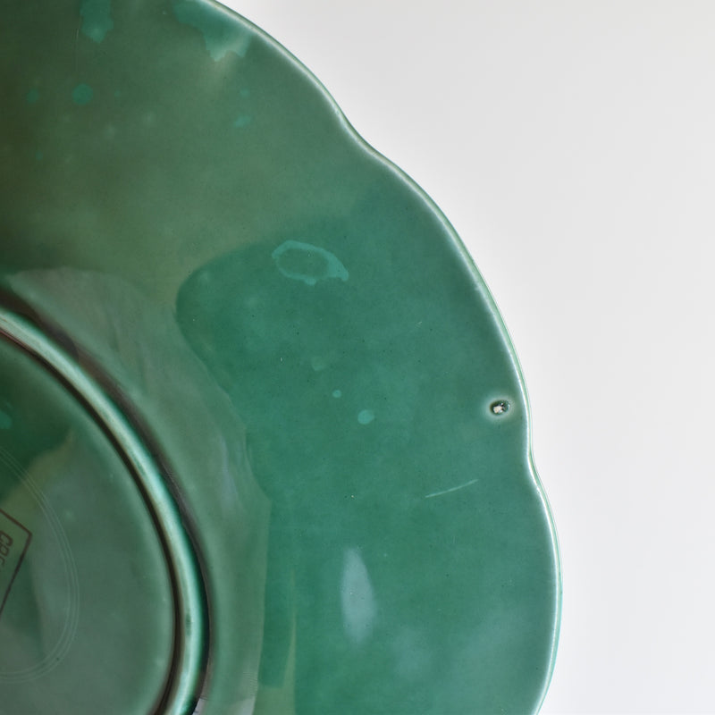 Vintage Dessert Plate Barbotine Gien Primefleur Green A