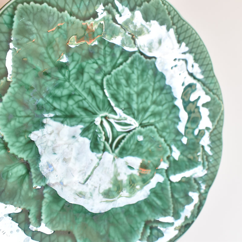 Vintage Dessert Plate Barbotine Gien Primefleur Green A