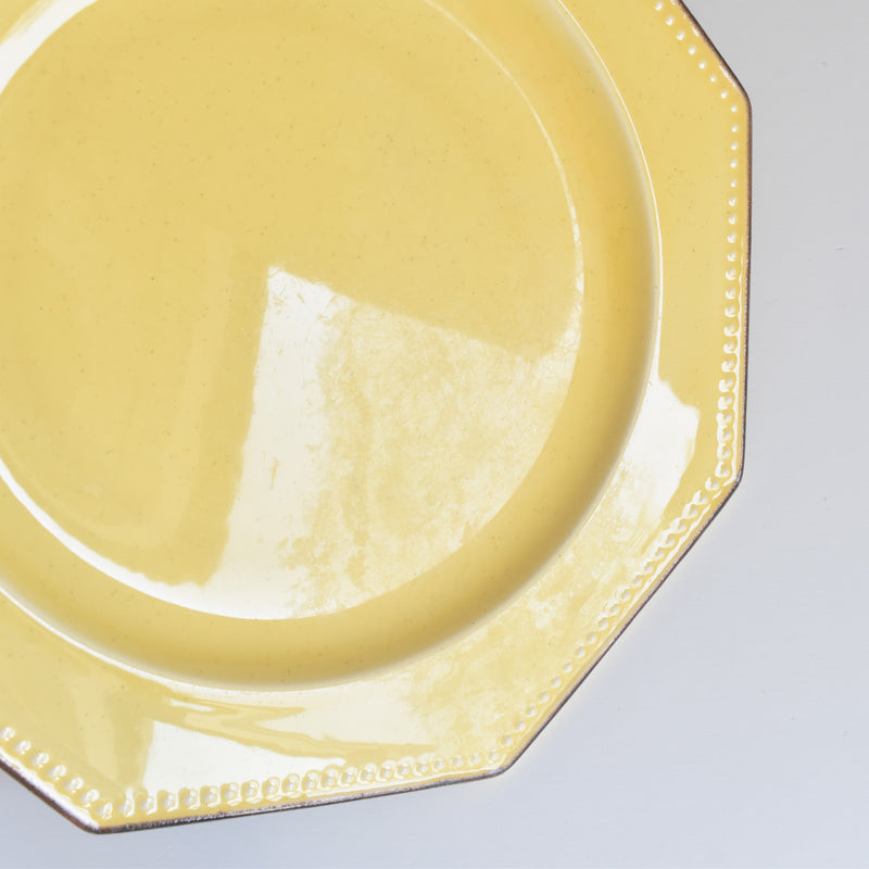 （予約済み）ヴィンテージ　オクトゴナルプレート　ポエ-ラヴァル　イェロー　4枚セット