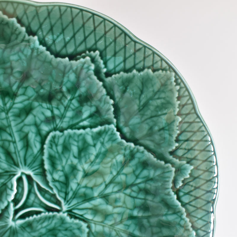 Vintage Dessert Plate Barbotine Gien Primefleur Green A