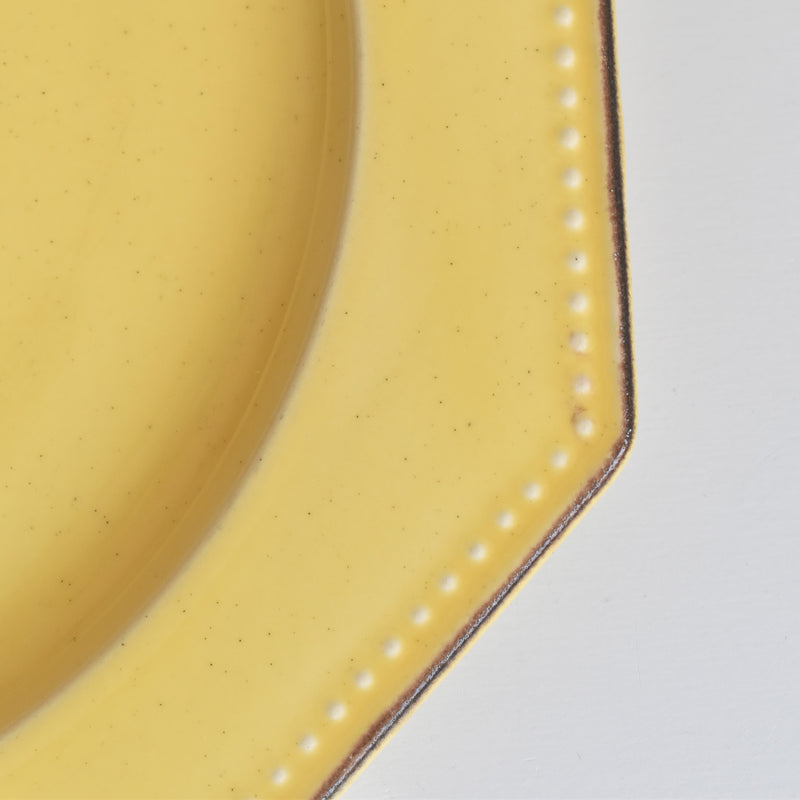 （予約済み）ヴィンテージ　オクトゴナルプレート　ポエ-ラヴァル　イェロー　4枚セット