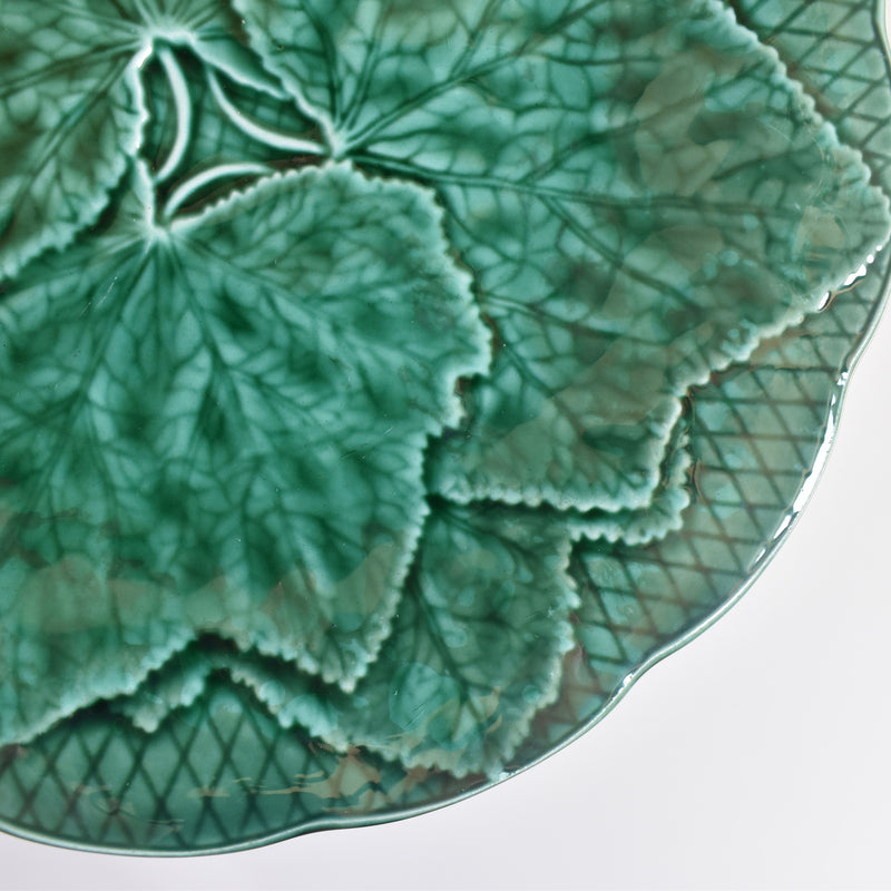 Vintage Dessert Plate Barbotine Gien Primefleur Green A