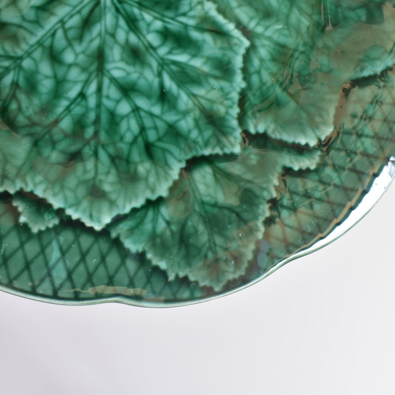 Vintage Dessert Plate Barbotine Gien Primefleur Green A