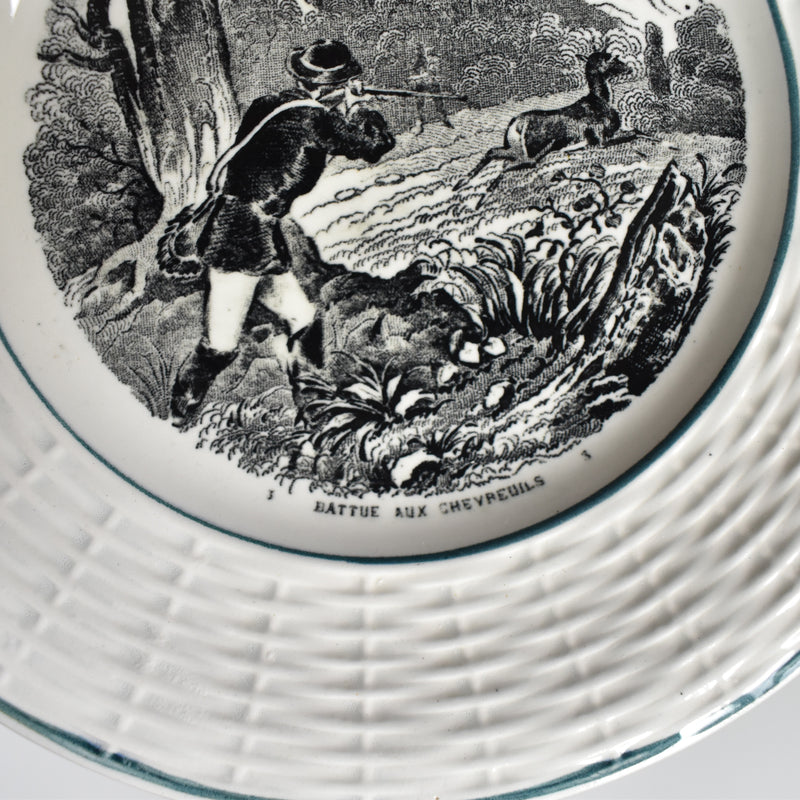 Vintage Dessert Plate Digoin & Sarreguemines La Chasse N3