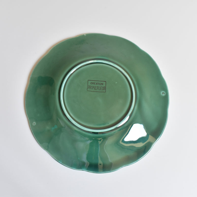 Vintage Dessert Plate Barbotine Gien Primefleur Green B