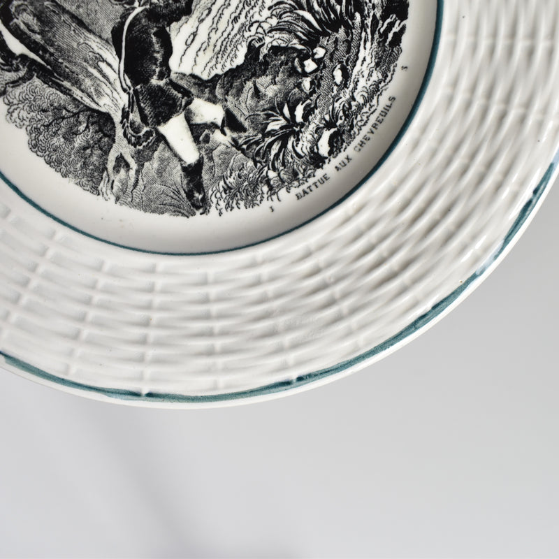 Vintage Dessert Plate Digoin & Sarreguemines La Chasse N3