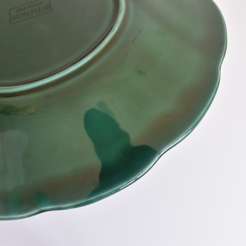 Vintage Dessert Plate Barbotine Gien Primefleur Green B
