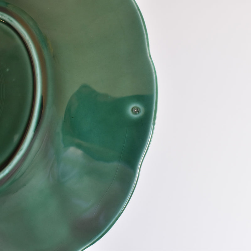 Vintage Dessert Plate Barbotine Gien Primefleur Green B