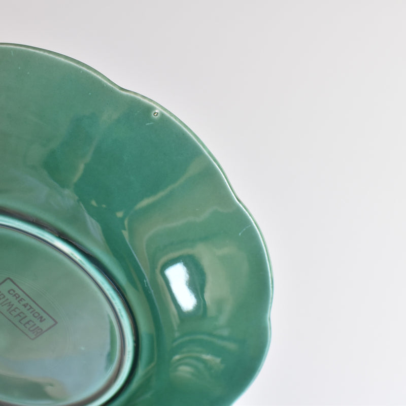 Vintage Dessert Plate Barbotine Gien Primefleur Green B