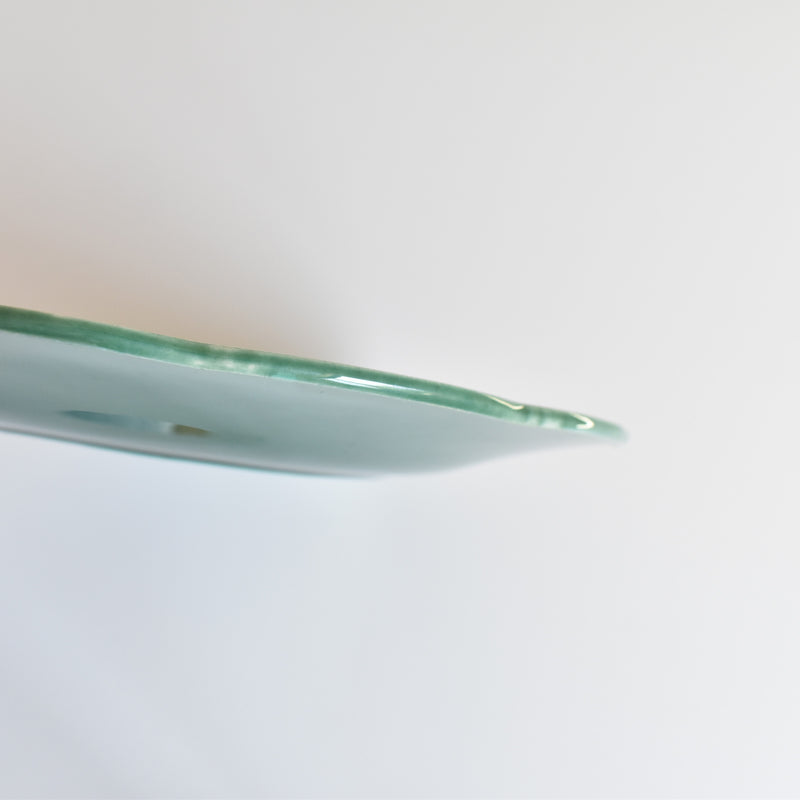 Vintage Dessert Plate Barbotine Gien Primefleur Green B