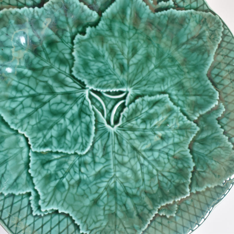 Vintage Dessert Plate Barbotine Gien Primefleur Green B