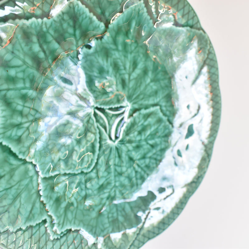 Vintage Dessert Plate Barbotine Gien Primefleur Green B