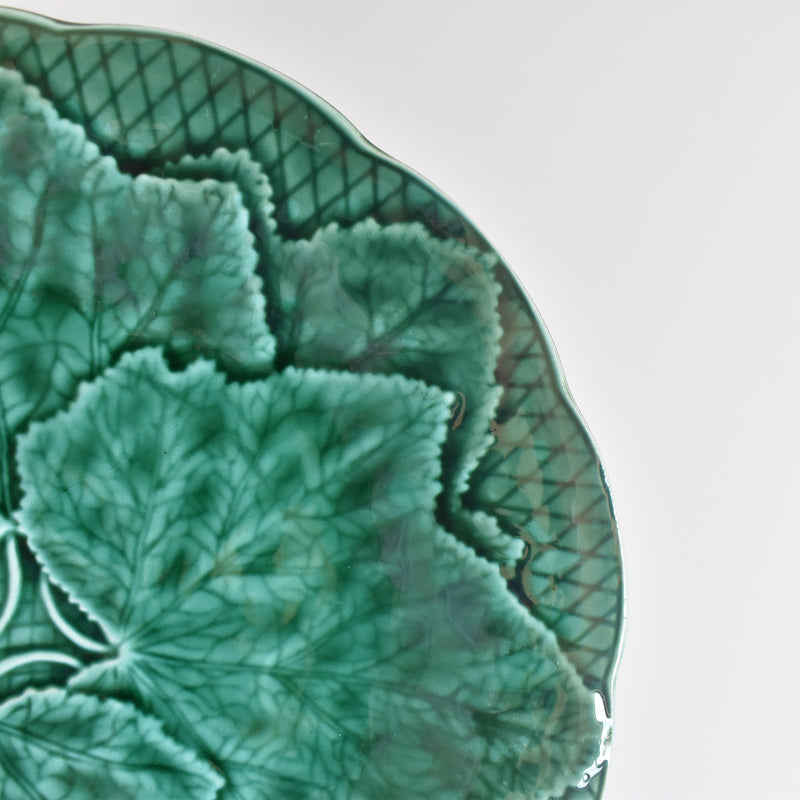 Vintage Dessert Plate Barbotine Gien Primefleur Green B