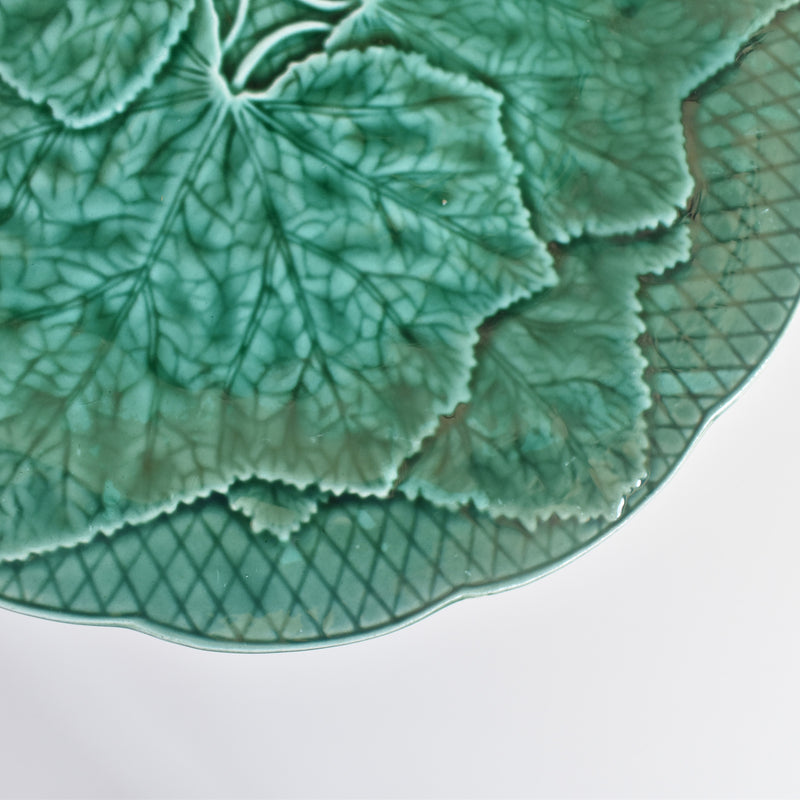 Vintage Dessert Plate Barbotine Gien Primefleur Green B