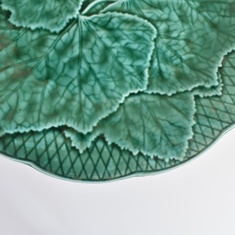 Vintage Dessert Plate Barbotine Gien Primefleur Green B