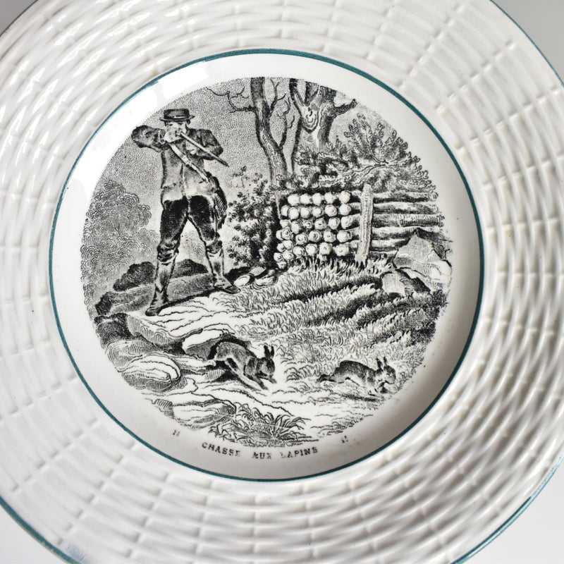 Vintage Dessert Plate Digoin & Sarreguemines "la Chasse N11"
