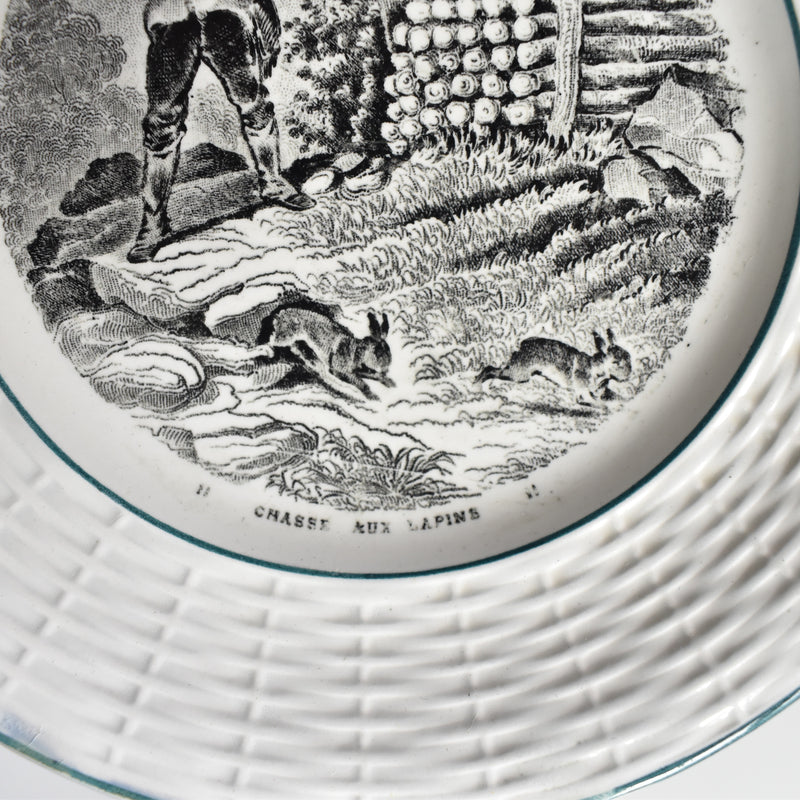 Vintage Dessert Plate Digoin & Sarreguemines "la Chasse N11"
