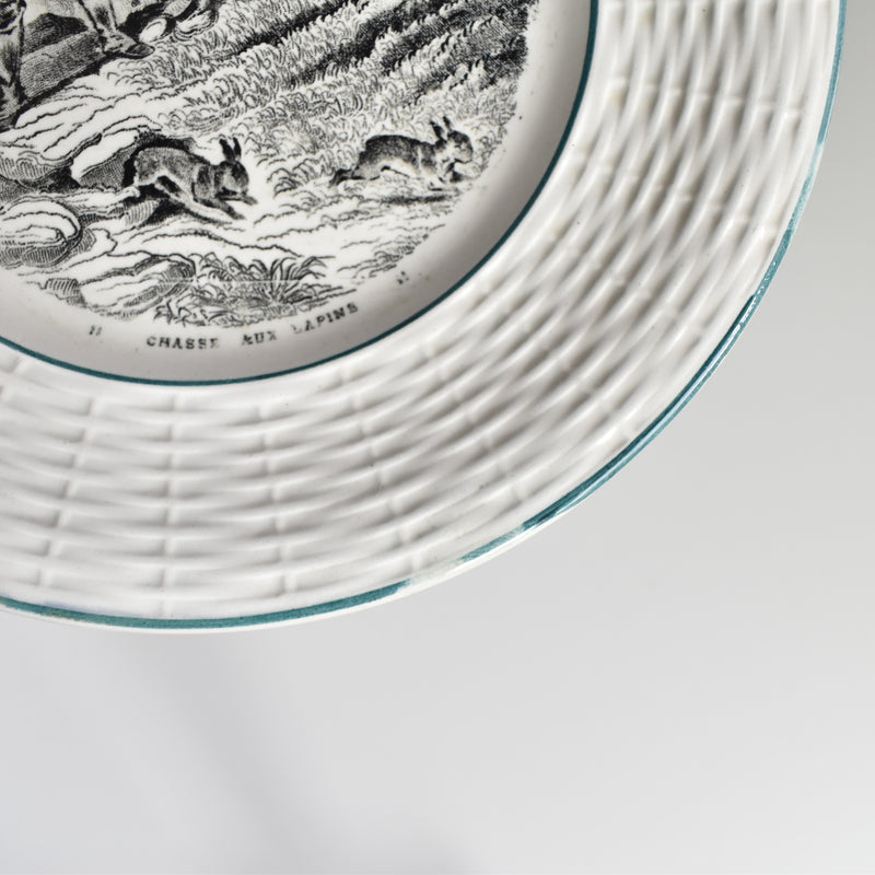 Vintage Dessert Plate Digoin & Sarreguemines "la Chasse N11"