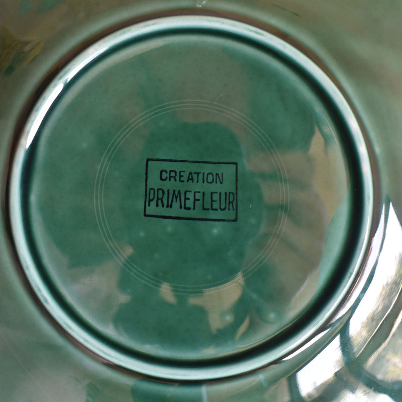 Vintage Dessert Plate, Barbotine Gien Primefleur Green C