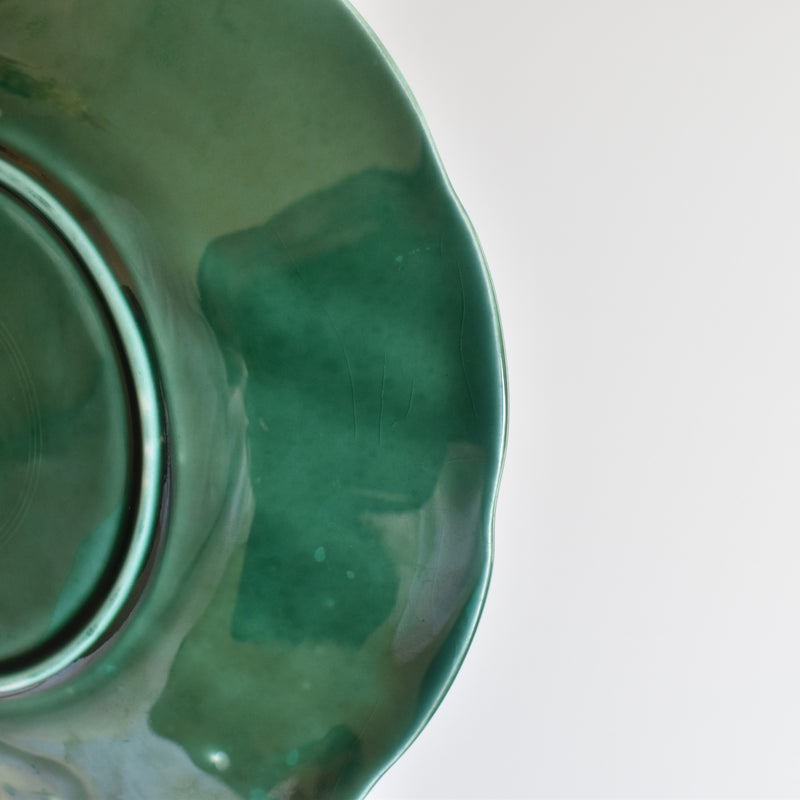 Vintage Dessert Plate, Barbotine Gien Primefleur Green C