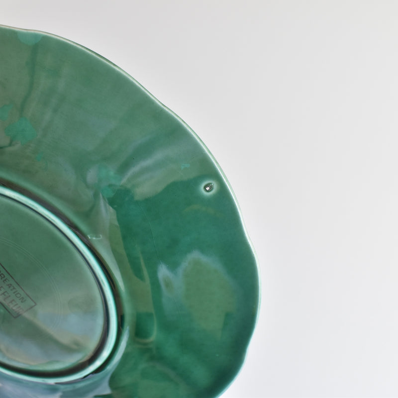 Vintage Dessert Plate, Barbotine Gien Primefleur Green C