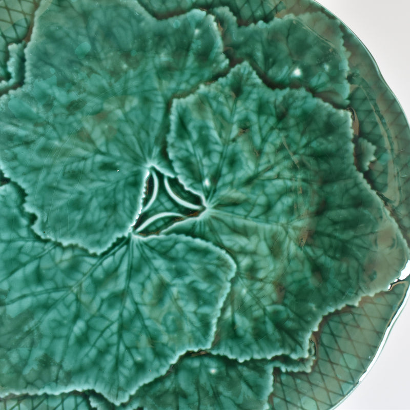 Vintage Dessert Plate, Barbotine Gien Primefleur Green C