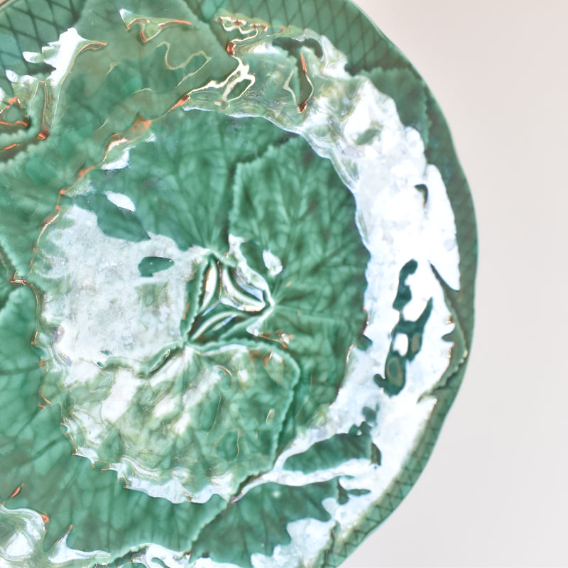 Vintage Dessert Plate, Barbotine Gien Primefleur Green C