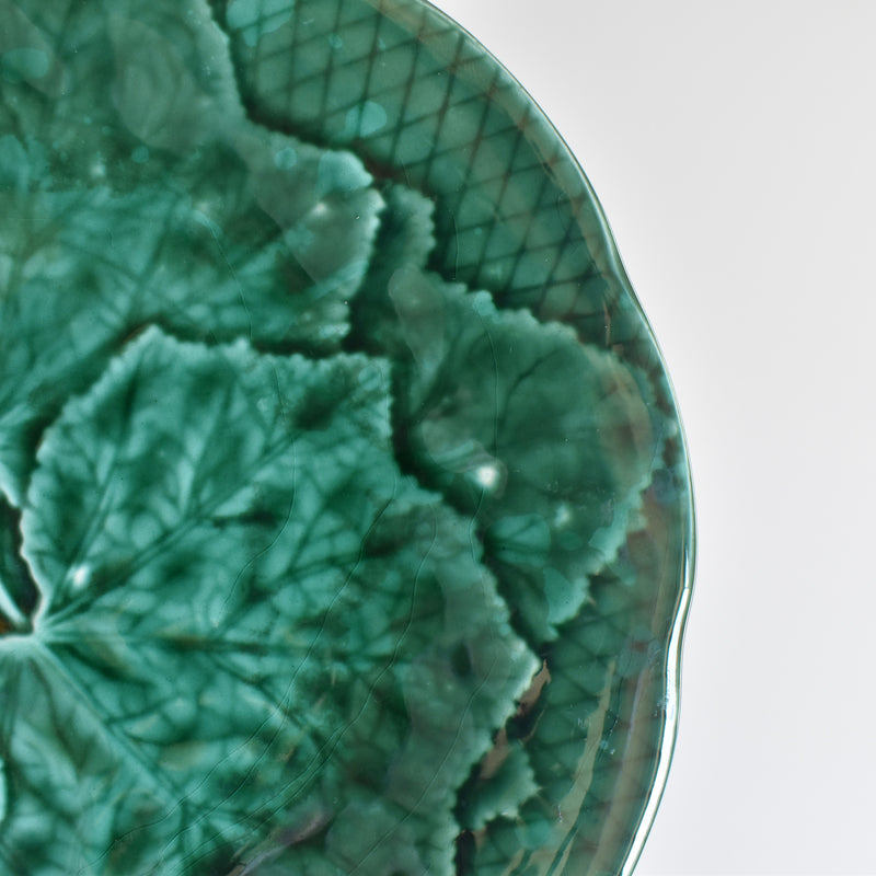 Vintage Dessert Plate, Barbotine Gien Primefleur Green C