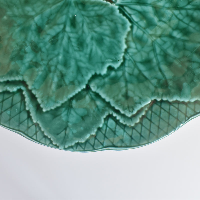 Vintage Dessert Plate, Barbotine Gien Primefleur Green C