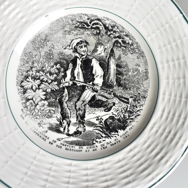 Vintage Dessert Plate Digoin & Sarreguemines La Chasse N1