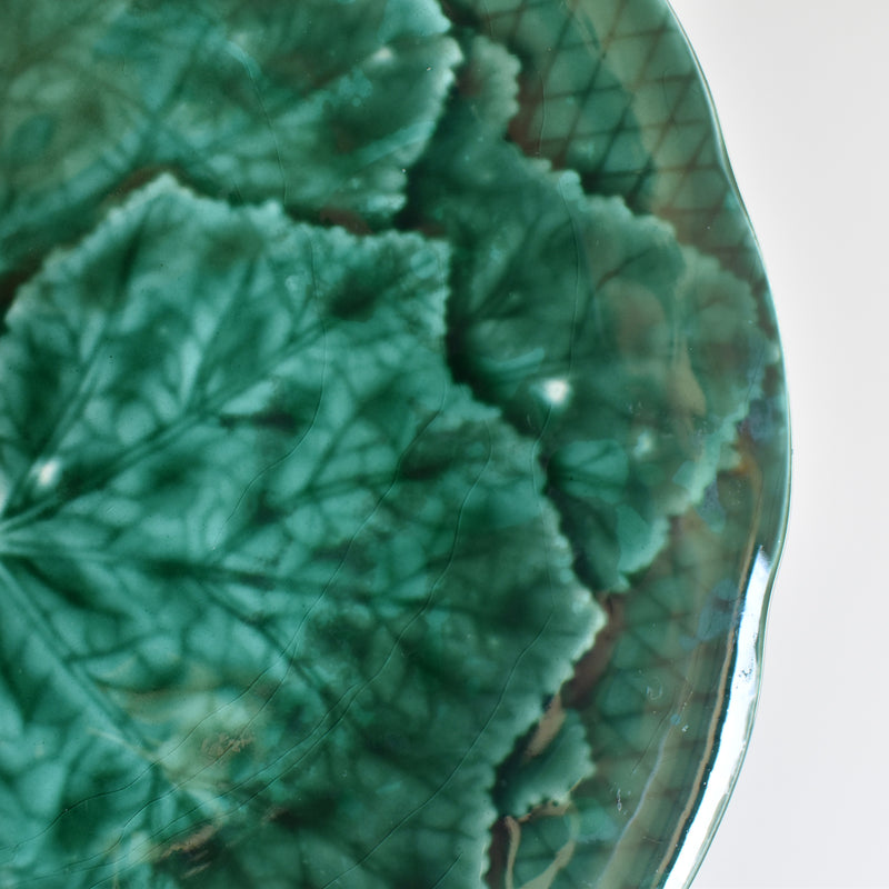 Vintage Dessert Plate, Barbotine Gien Primefleur Green C
