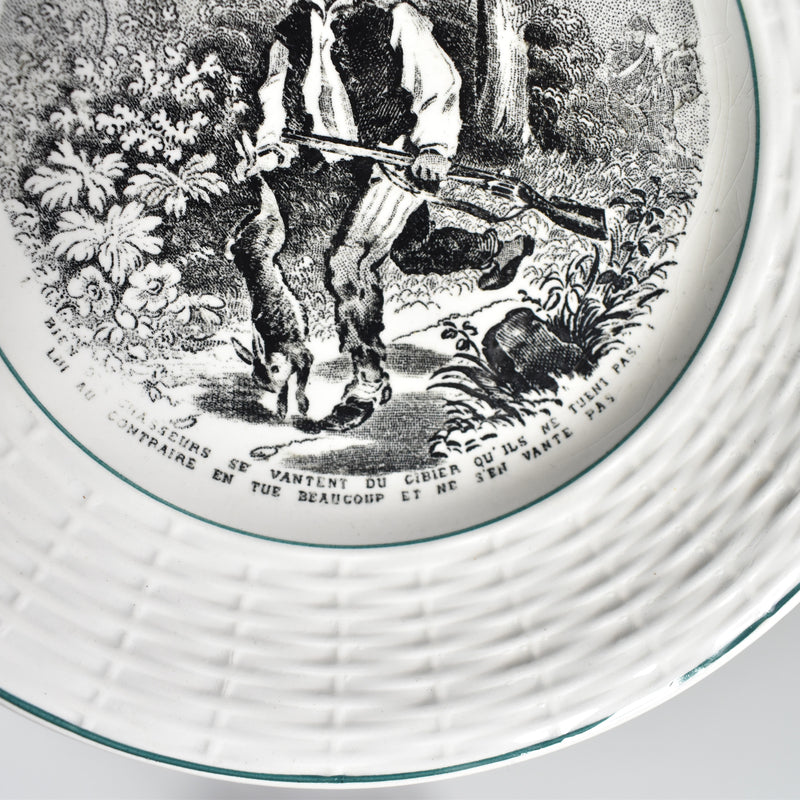 Vintage Dessert Plate Digoin & Sarreguemines La Chasse N1