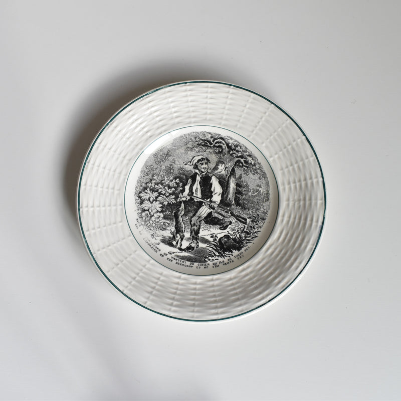 Vintage Dessert Plate Digoin & Sarreguemines La Chasse N1