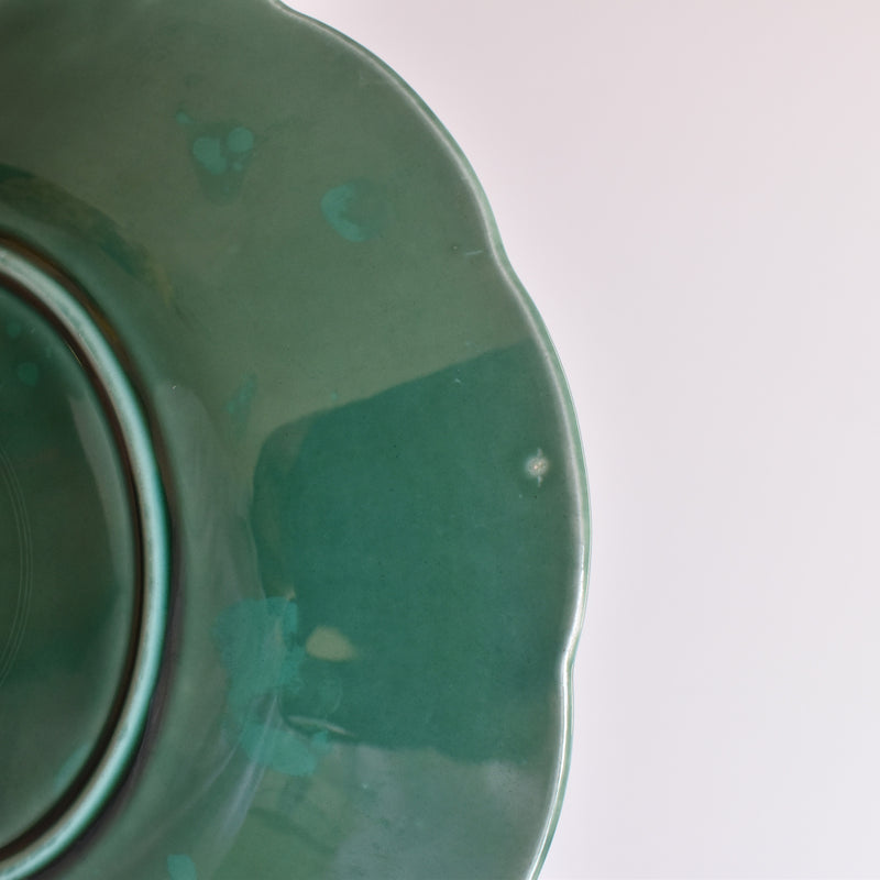 Vintage dessert plate, Barbotine Gien Primefleur Green D