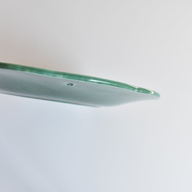 Vintage dessert plate, Barbotine Gien Primefleur Green D