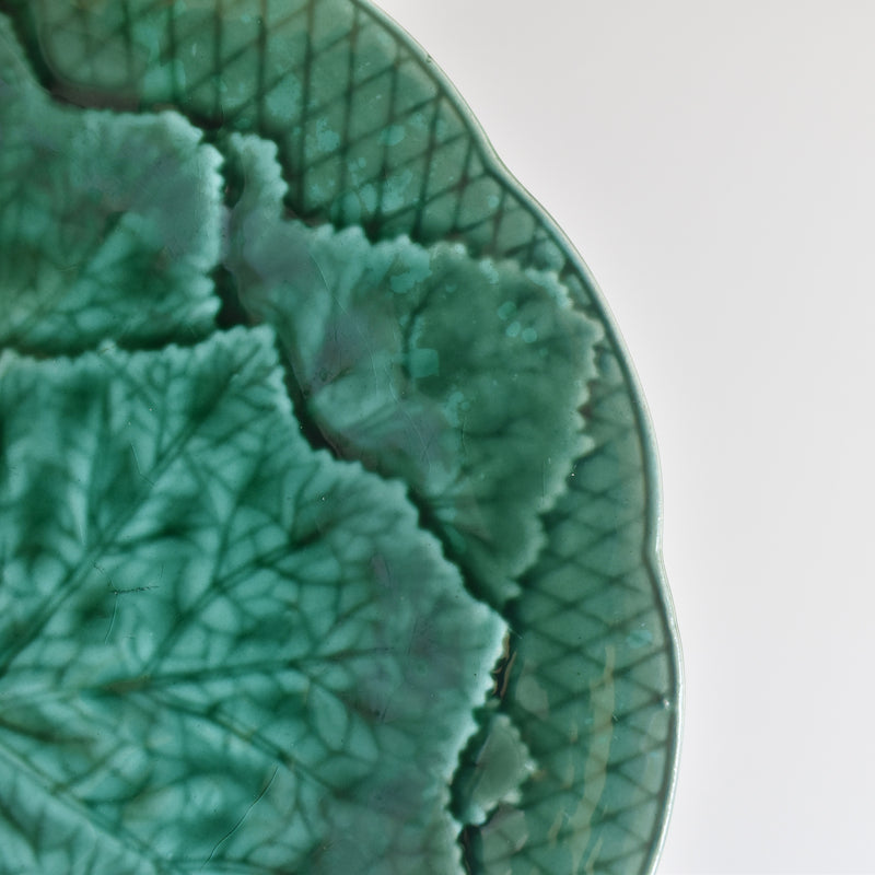 Vintage dessert plate, Barbotine Gien Primefleur Green D
